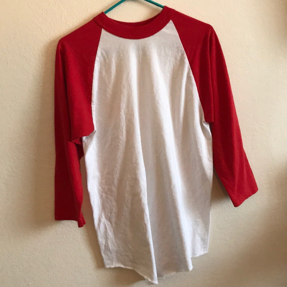 Unisex SOFFE Red&White Baseball Long Sleeve Tee